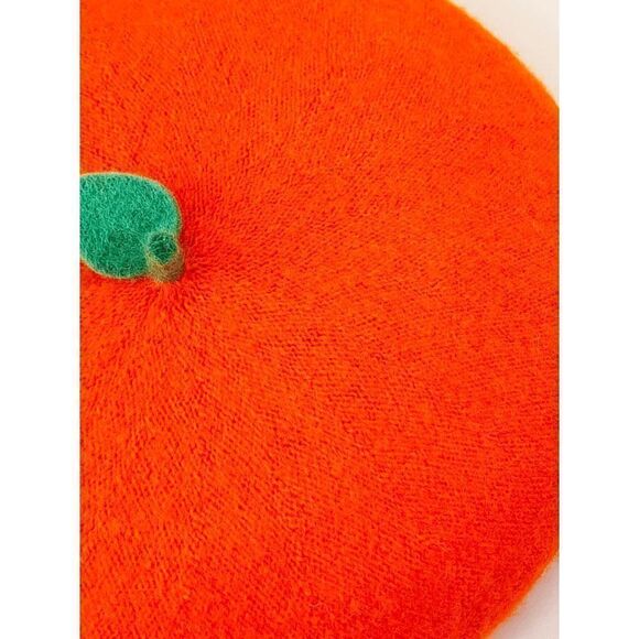 🍊 Orange Fruit Leaf Decor Wool-Mix French Style Cute Beret Hat NEW - Picture 10 of 10